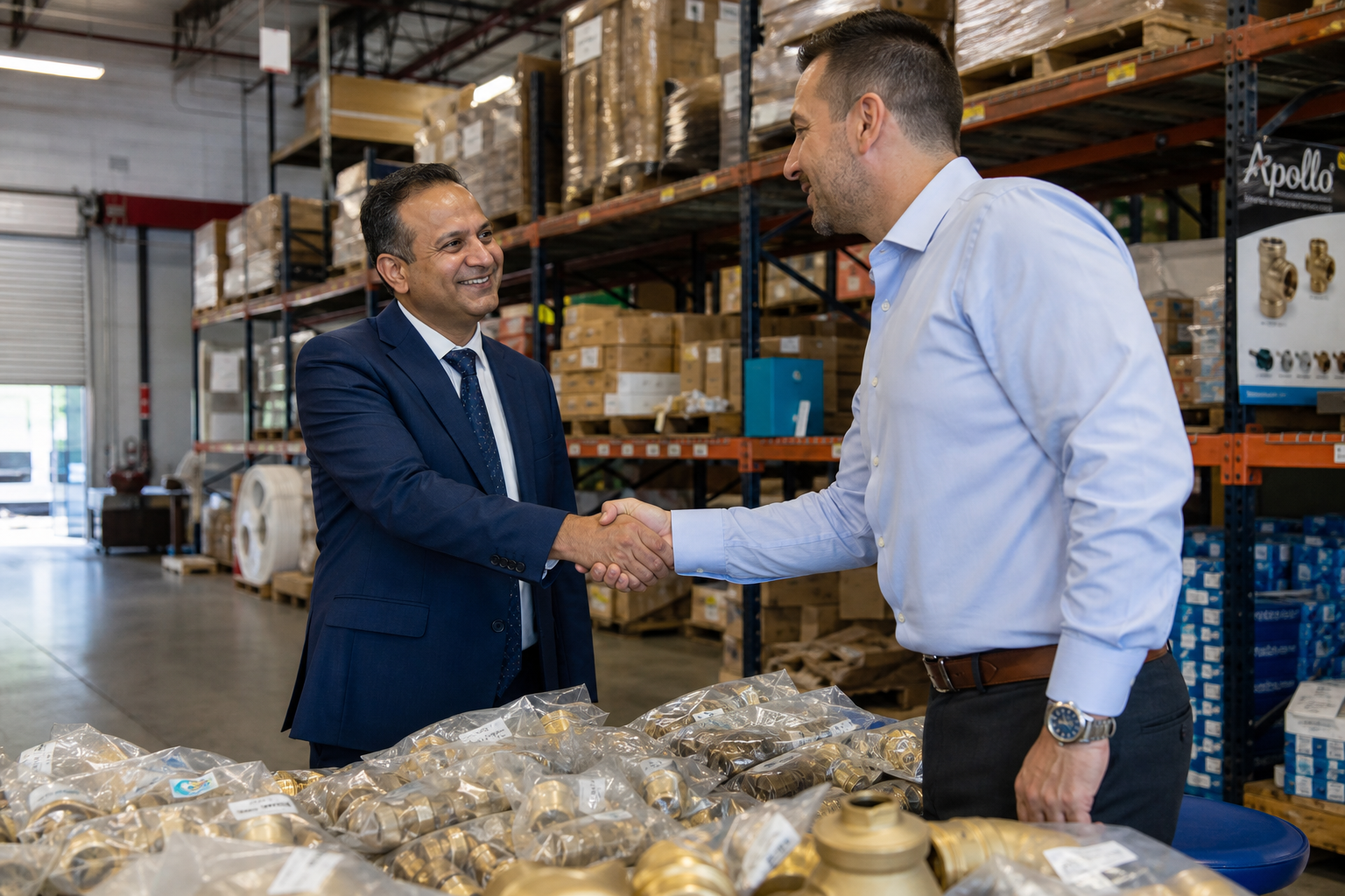 Toptan satış görüşmesi yapan iş ortakları, B2B ticaret